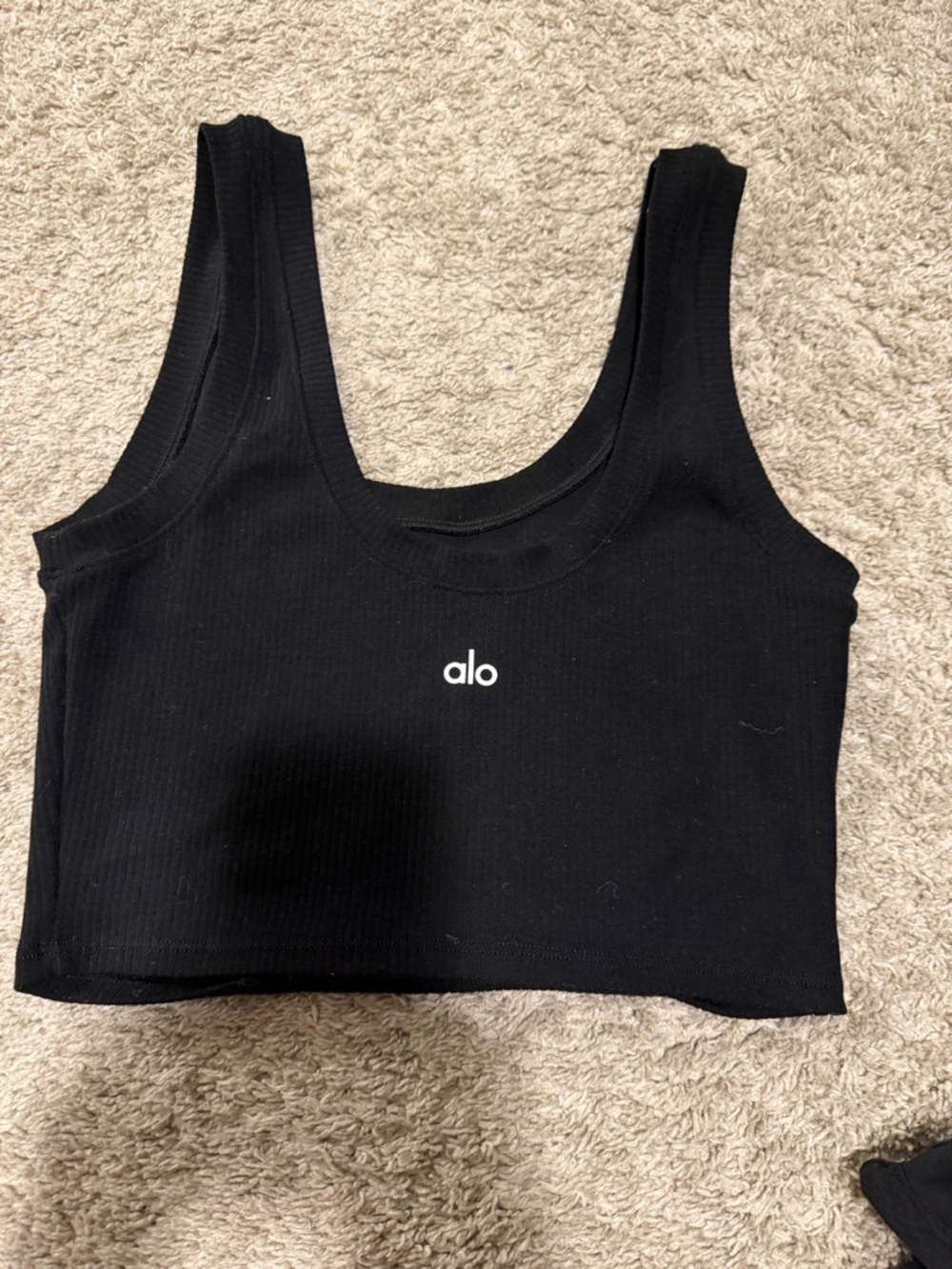 ALO Yoga Black Ribbed Cropped Tank Top